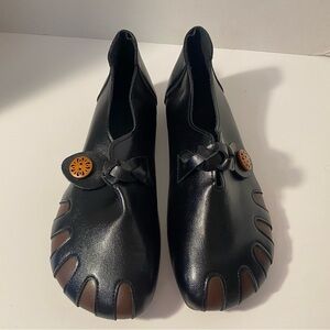 Black Leather  Loafers with Unique Design